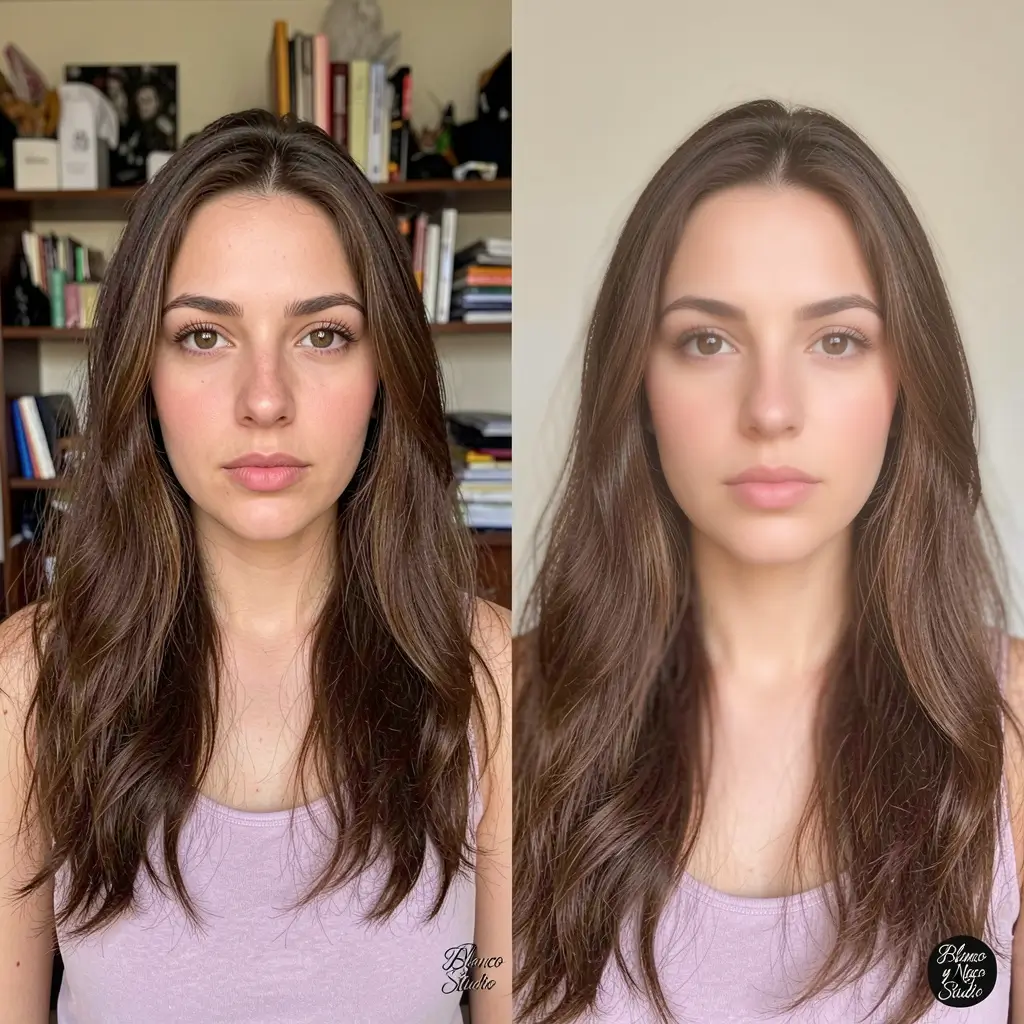 Antes y después de edición profesional para OnlyFans